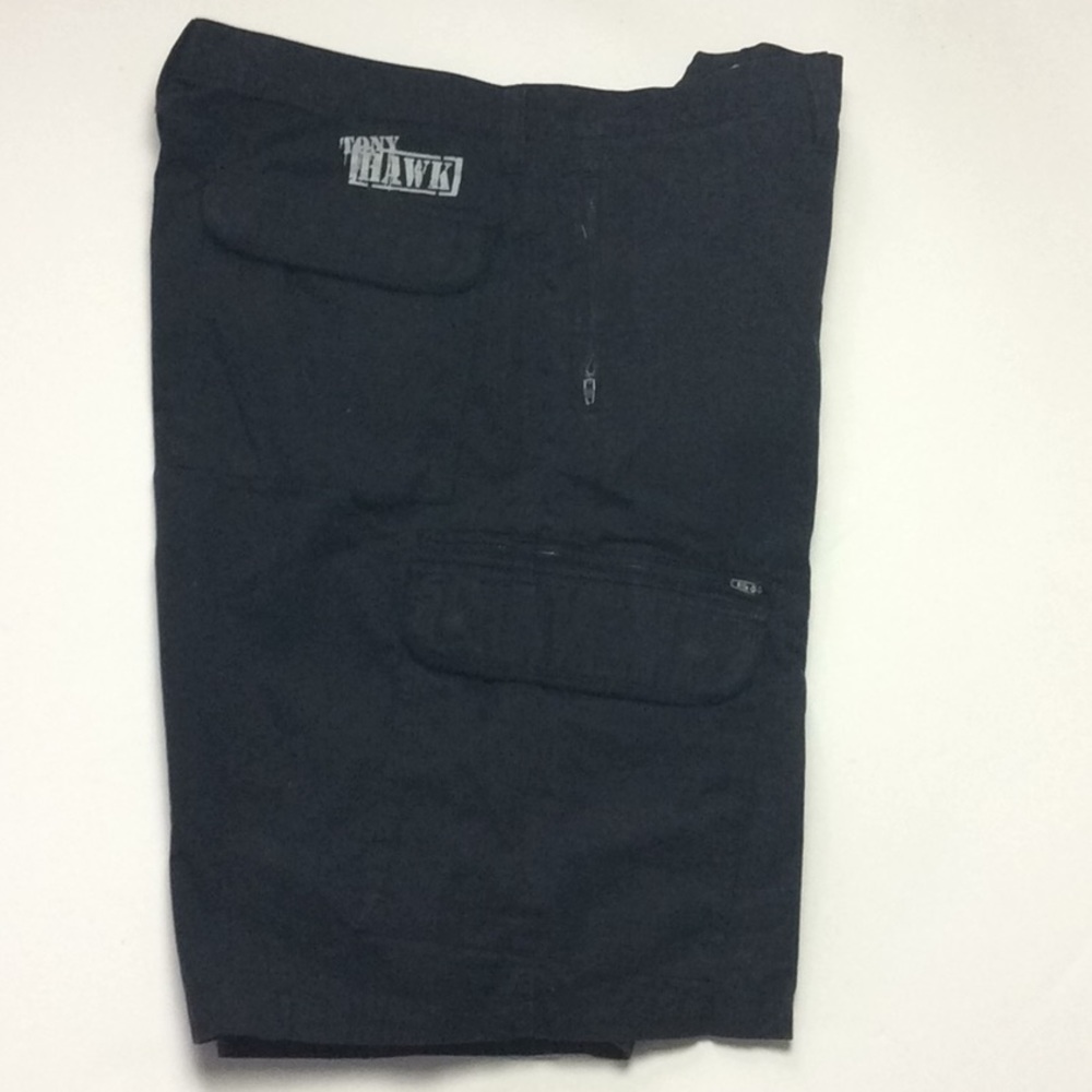 Tony Hawk Mens Black 100% Cotton Cargo Shorts Sz 40